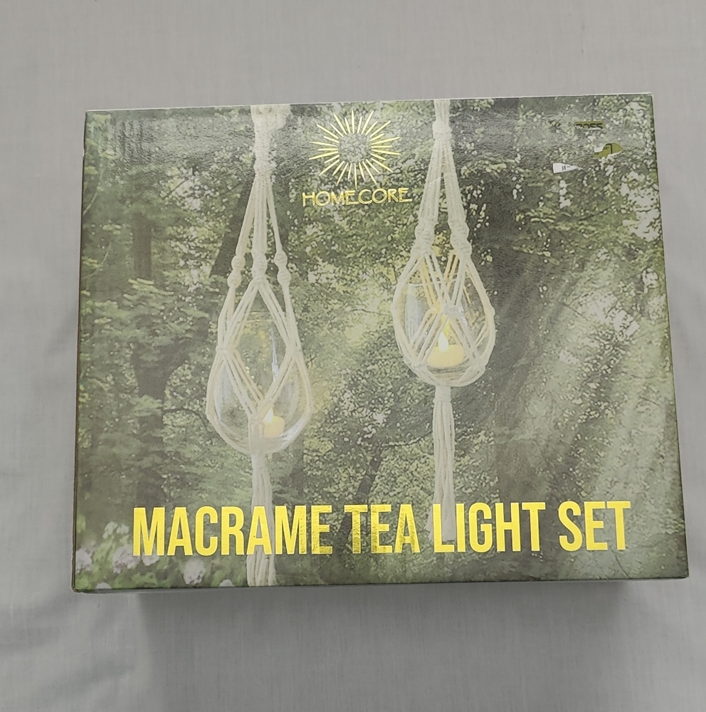 Macrame Tea Light Set by Homecore - Two Pieces - NWT